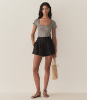 BRIGITTE TEE -- NOIR LA MADDALENA GINGHAM