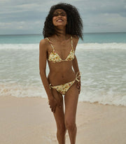 CAPRI BIKINI TOP -- CITRON PANSY FLORAL