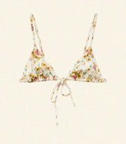 CAPRI BIKINI TOP -- CITRON PANSY FLORAL