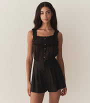 LARUE LINEN SHORT -- BLACK