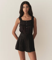 LARUE LINEN SHORT -- BLACK