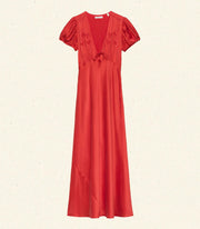 LEANA DRESS -- FIERY CORAL