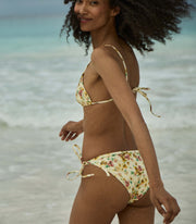 POSITANO BIKINI BOTTOM -- CITRON PANSY FLORAL
