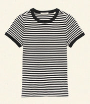 VIVI TEE -- BLACK NANTUCKET STRIPE